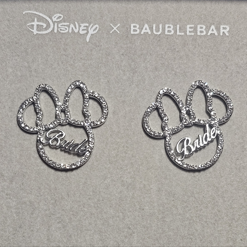 Disney X BaubleBar Minnie Bride stud  Earrings rhinestones bridal